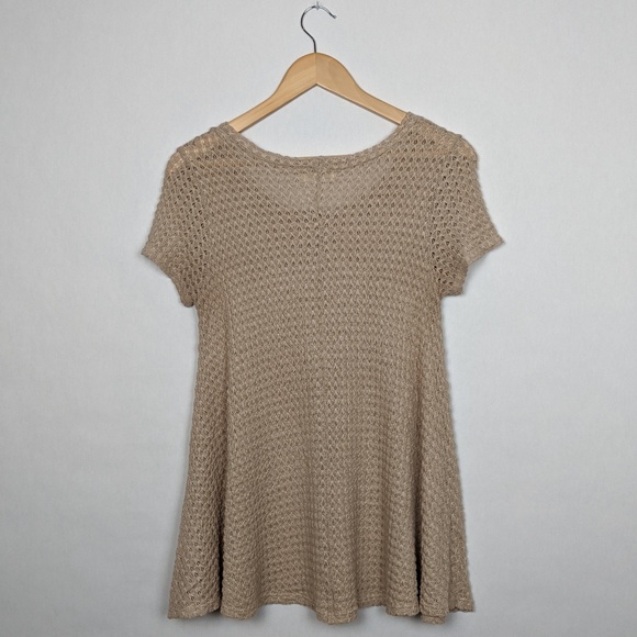 🎇 Altar'd State Tan/Cream Knit Top/Tunic Boho S - Picture 2 of 3